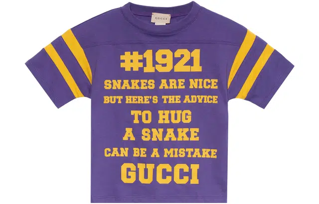 GUCCI Kids Striped Letter Print T-Shirt Purple