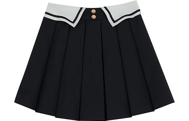 森女部落 基础纯色裙子学院风高腰半身裙百褶裙显瘦 女款