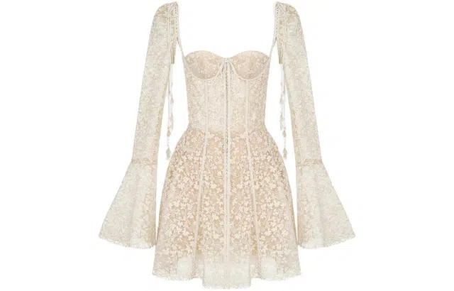 MONTSAND SS24 Floral Lace Mini Dress Beige