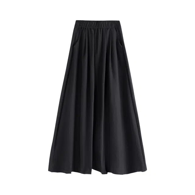 麓蔓蒂 山本薄款半身裙女春夏季垂感高腰显瘦褶皱伞裙慵懒风小个子休闲长裙 女款