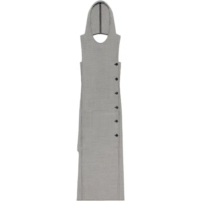 COURREGES FW24 MINI OBLIQUE HOUNDSTOOTH SPACE DRESS Black Natural