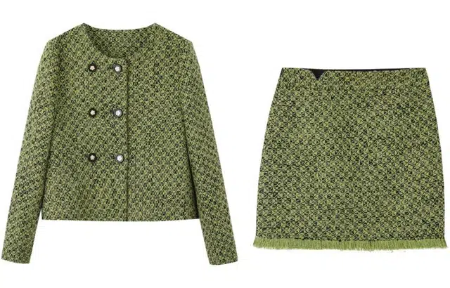 【dme】 休闲气质上衣小香风半裙裙装套装 女款 绿色