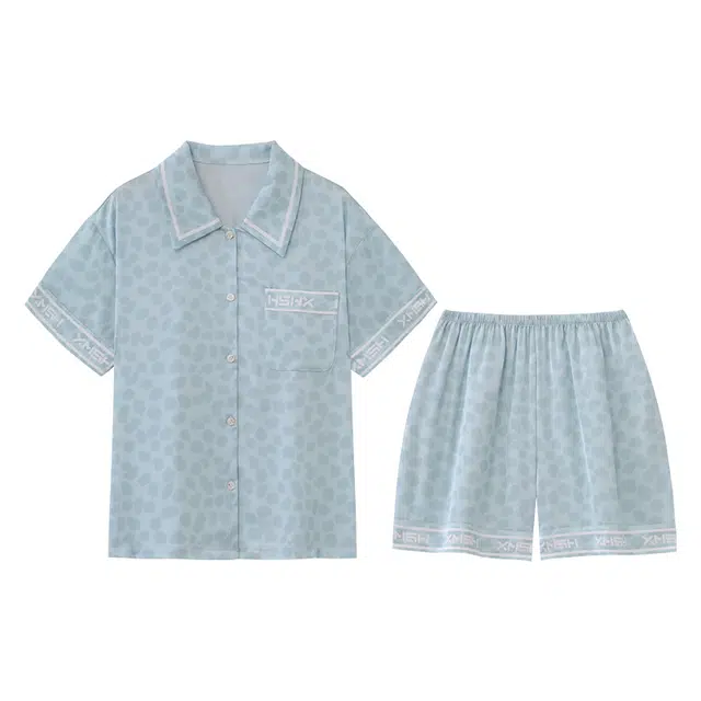 向薇 短袖冰丝开衫时尚家居服可外穿睡衣套装 女款