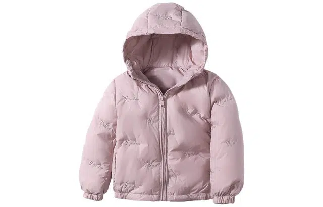 儿童款 雅鹿 字母刺绣纯色连帽长袖羽绒服