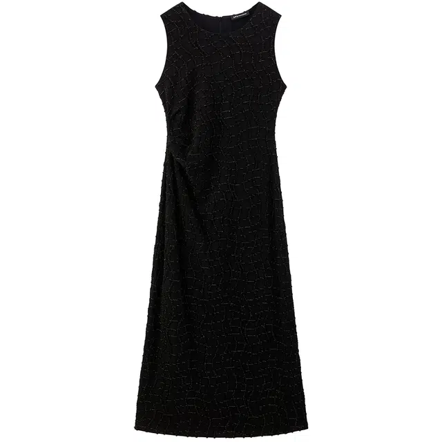 太平鸟 夜巴黎舒适细闪收腰吊带无袖连衣裙 女款