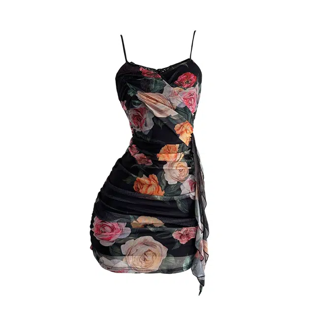 涂诗菲 度假出游时髦包臀吊带连衣裙 女款 黑色