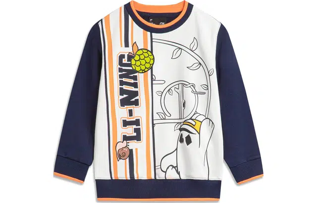 李宁儿童 卡通动漫字母圆领套头卫衣 儿童款 深海军蓝