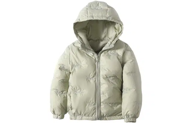 儿童款 雅鹿 字母刺绣纯色连帽长袖羽绒服