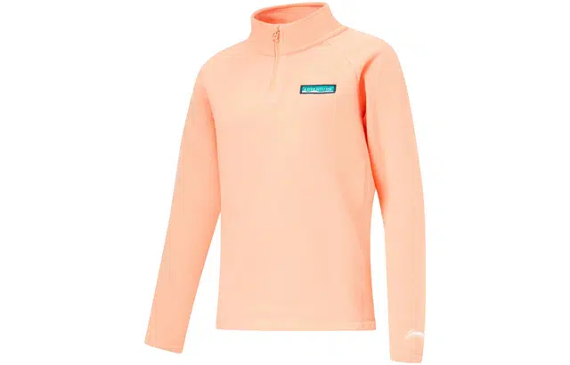 李宁儿童 童装 户外系列 纯色抓绒保暖套头摇粒绒卫衣 女童 日落橘