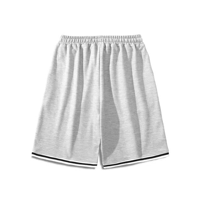 萌芽熊 美式简约宽松中腰系带条纹字母拼色运动速干百搭五分休闲短裤 男女同款