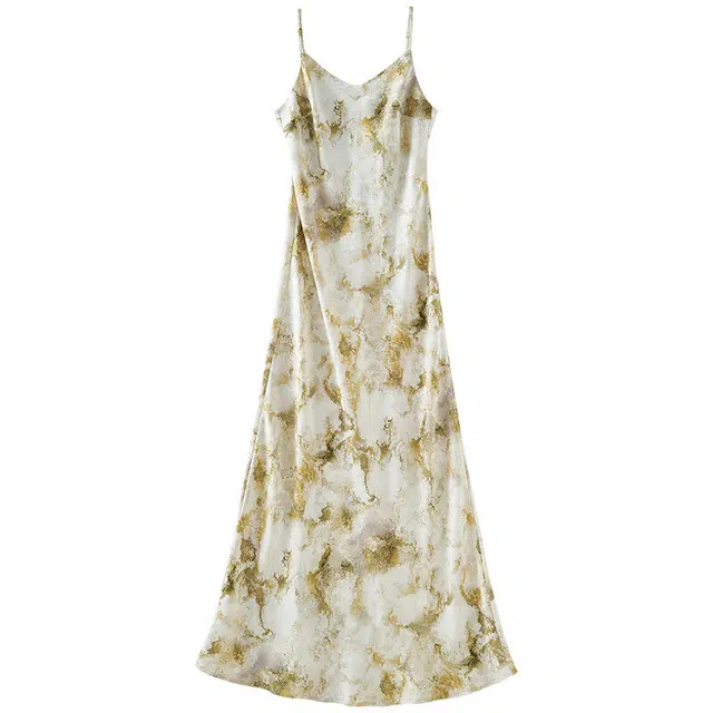 欧昵雪 时尚文艺印花休闲气质吊带连衣裙 女款 花色