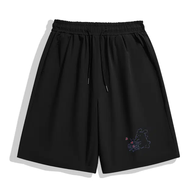 棉致 纯色冰丝简约基础宽松直筒透气户外速干沙滩篮球运动五分裤休闲短裤 男女同款