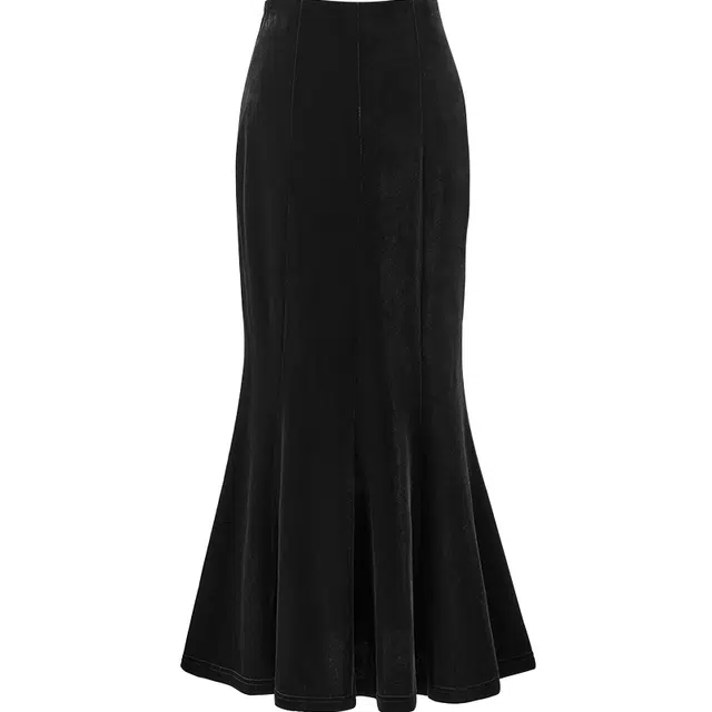 她池 复古优雅修身包臀高腰中长丝绒鱼尾裙半身裙 女款