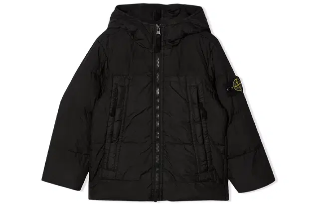 Stone Island FW21 Logo Down Jacket Kids Black