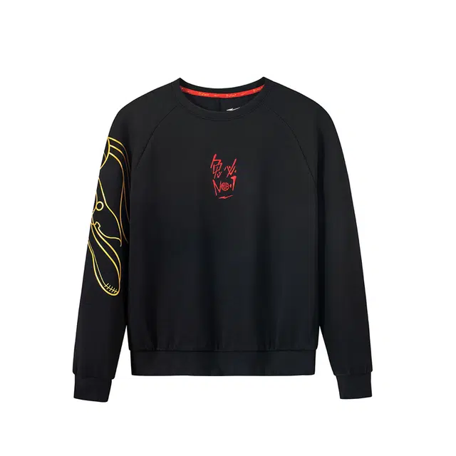 尔克儿童 鸿星尔克 童装 休闲印花运动针织卫衣 男童 正黑