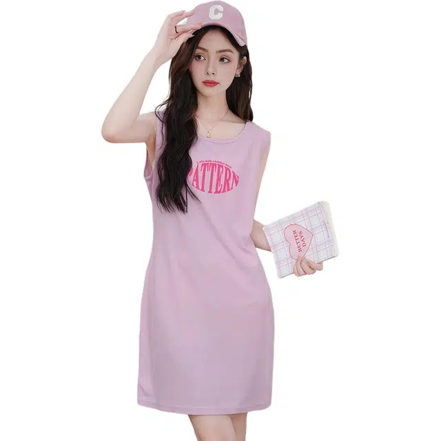 法文箱子 简约设计时尚休闲无袖连衣裙 女款
