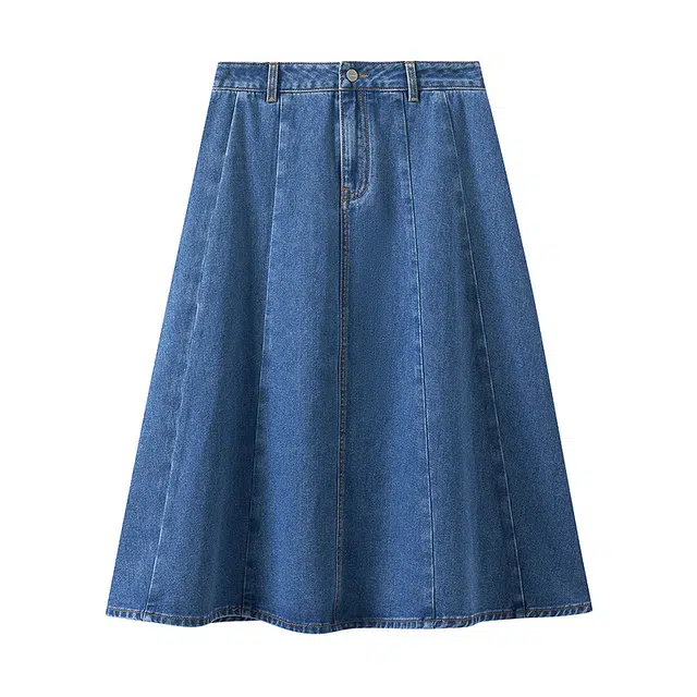 茵曼 中长款高腰合身气质简约休闲长裙 女款