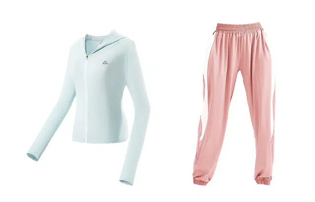 匹克 瑜伽服健身运动服外套粉白运动裤两件套健身套装 女款