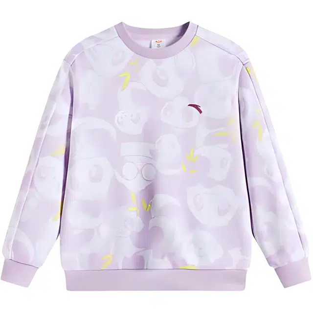 安踏儿童 满印圆领舒适透气休闲卫衣 桃香紫 中小童