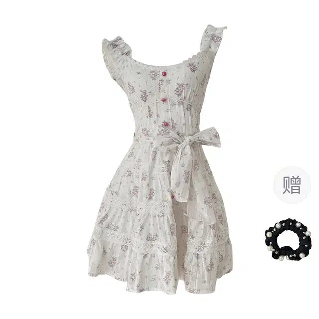 雾闪闪 舒适简约通勤透气吊带连衣裙 女款 （两件套+发圈）买赠