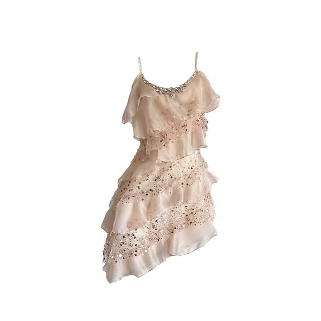 敲模女孩 纯欲风修身显瘦荷叶边吊带连衣裙 女款