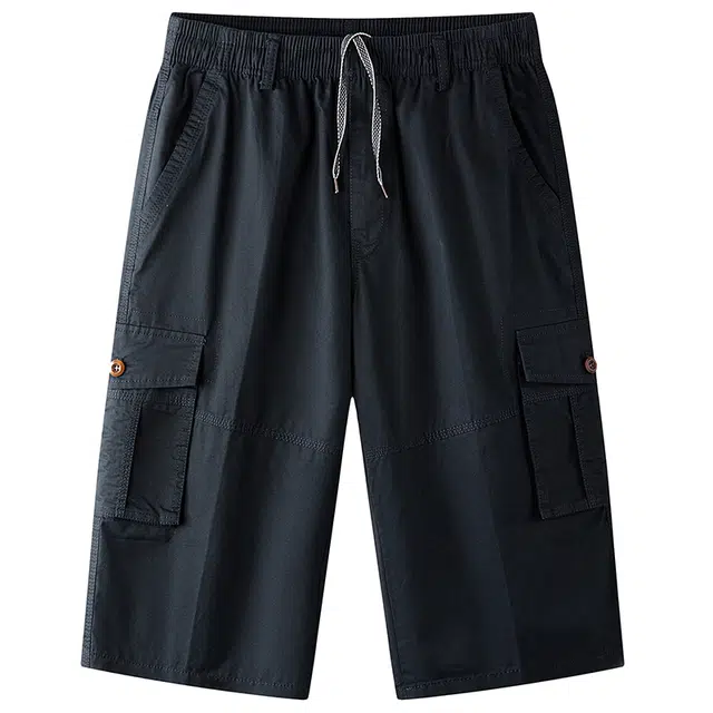 曲韩 纯棉薄款七分裤宽松休闲短裤 男女同款