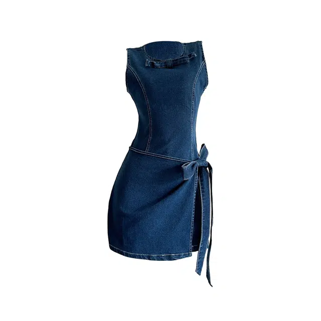 敲模女孩 纯欲辣妹风收腰绑带设计感修身高级感短裙无袖连衣裙 女款