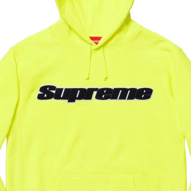 Supreme SS19 Chenille Hooded Sweatshirt Neon Yellow logo