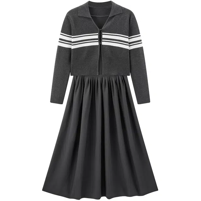 Peacebird Grey Collar Sweater Dress