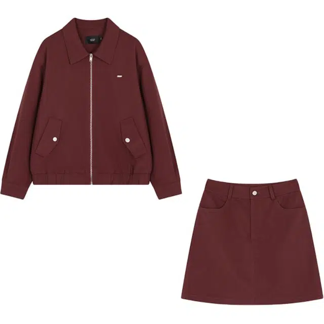 沫晗依美 舒适百搭长袖上衣简约时尚半身裙休闲套装 女款 安可拉红