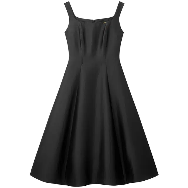太平鸟 收腰通勤休闲纯色无袖连衣裙 女款 黑色