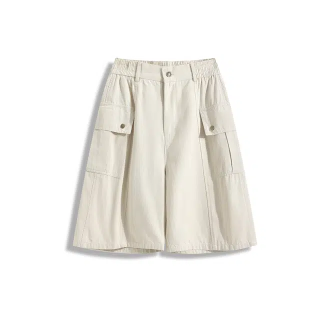 欧路得 美式工装潮牌宽松设计感复古街头阔腿五分休闲短裤 男款