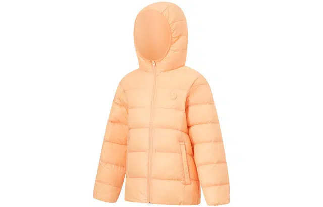 李宁儿童 纯色拉链连帽短款羽绒服 儿童款 糖果橙