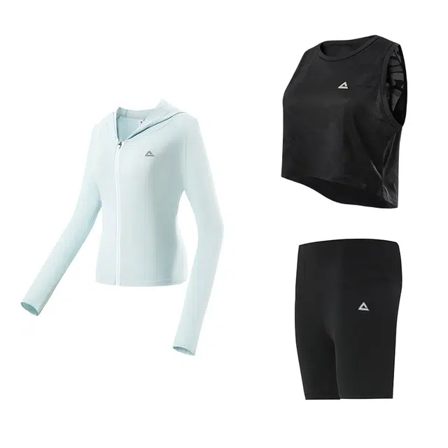 匹克 瑜伽服健身运动服背心三分打底裤三件套健身套装 女款