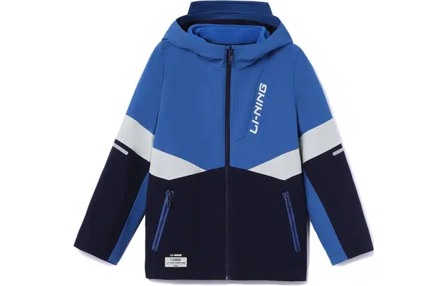 李宁儿童 运动生活系列 撞色拼接反光加绒加厚宽松三合一夹克 儿童款