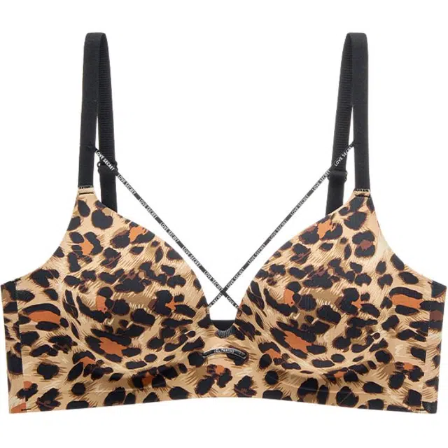 草本初色 无痕性感系列 性感禁欲系纯欲豹纹小胸聚拢不空杯收副乳防下垂显大文胸 女款