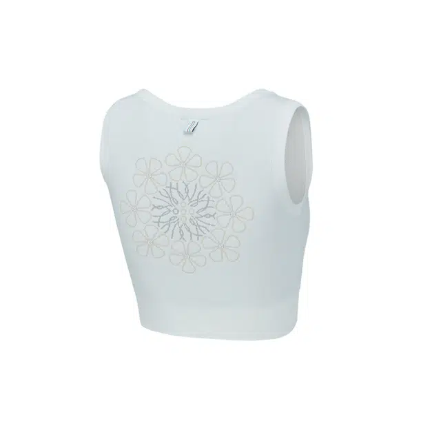 中国李宁 肆意生长 花卉圆领修身短款运动背心 女款 乳白色