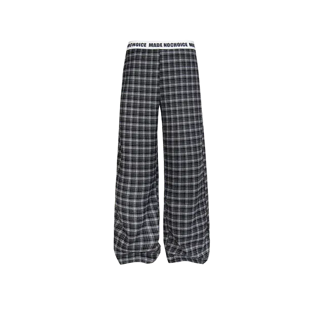 奇迹街区 潮牌美式格子宽松潮流阔腿情侣休闲裤 男女同款