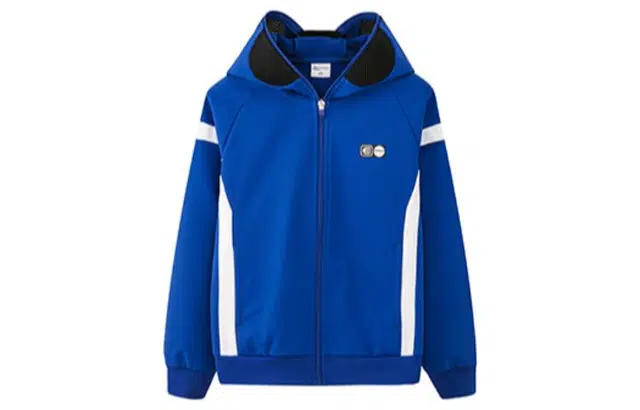 鸿星尔克 童装 时尚保暖拉链连帽加厚长袖夹克外套 男童 蓝色