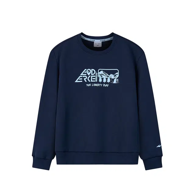 鸿星尔克儿童 圆领洋气字母简约长袖卫衣 蓝黑色 青少年