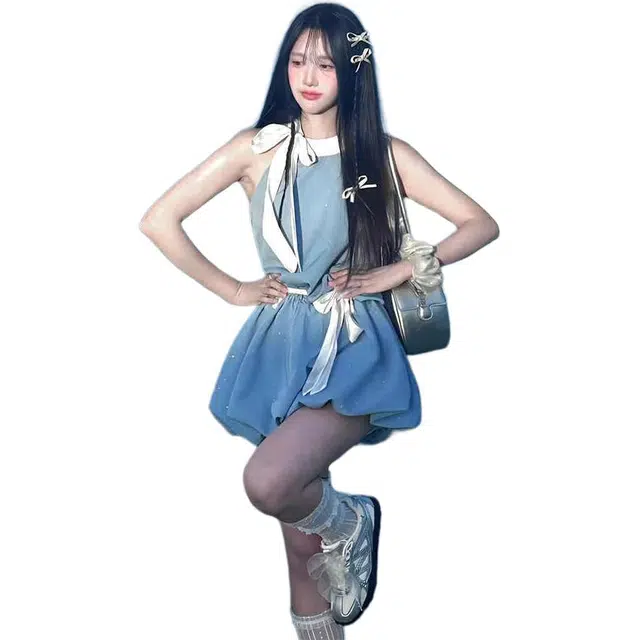 沐晓欣 休闲简约百搭吊带连衣裙 女款