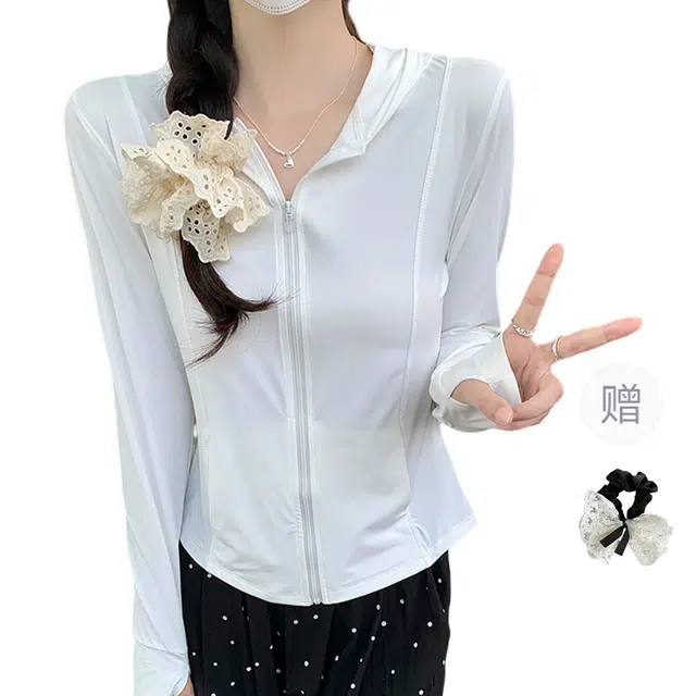 涂诗菲 透气冰感大帽檐防紫外线修身显瘦休闲百搭防晒服截短外套 女款