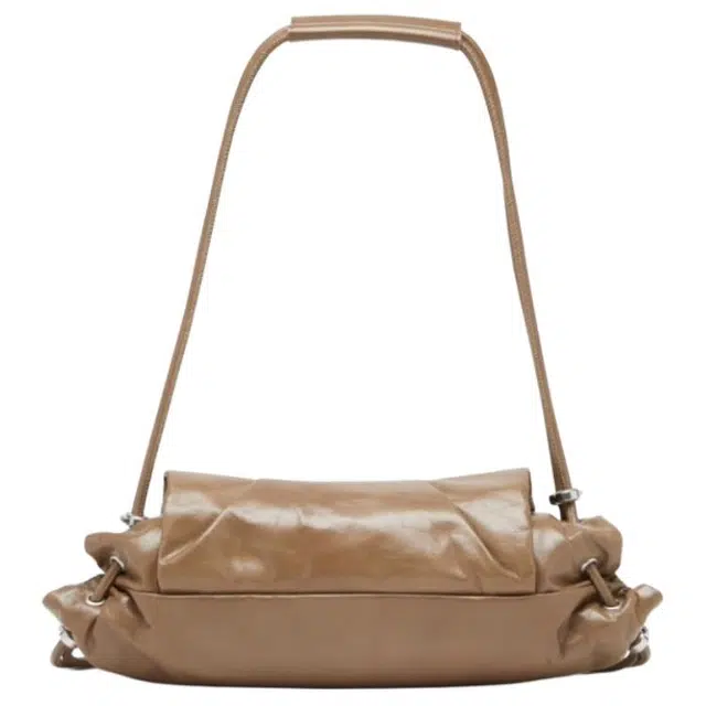 DIESEL Logo Adjustable Strap Leather Crossbody Bag Medium Brown