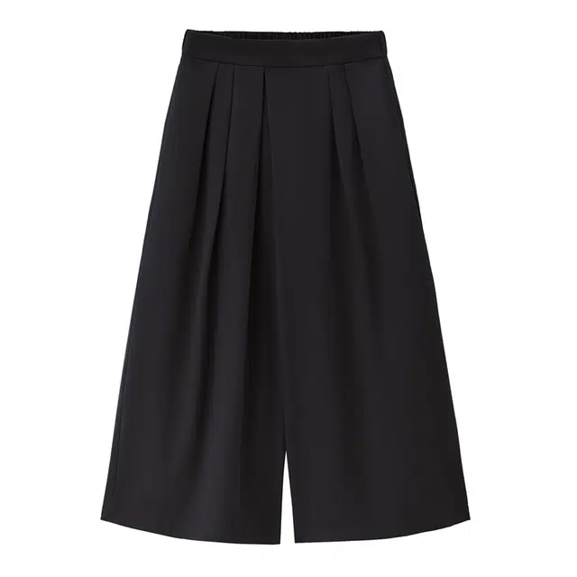 佐丹奴 压褶半松紧腰梭织阔腿九分裙裤西装裤 女款