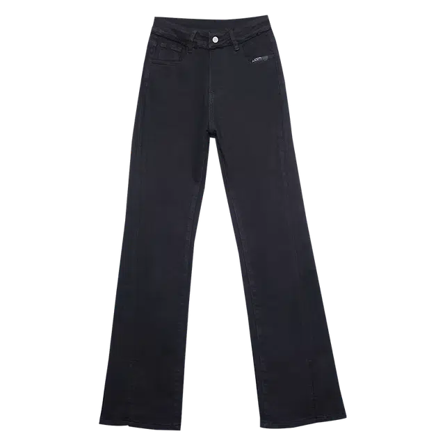 木果果木 微喇裤女修身中腰牛仔裤 女款 黑色