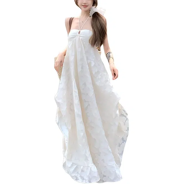 怪力萝莉 气质宽松优雅无袖连衣裙 女款 米色吊带裙