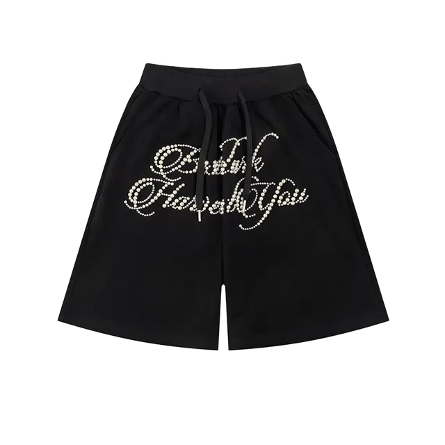 奇迹街区 美式复古多口袋珍珠潮流宽松阔腿五分休闲短裤 男女同款