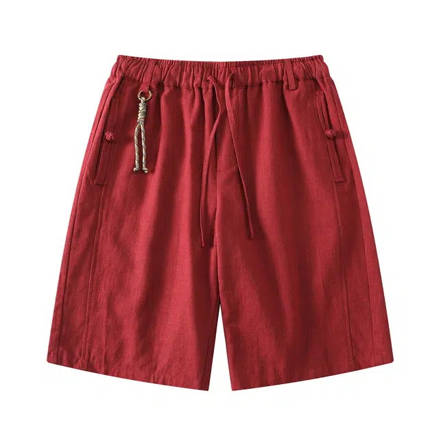 加荣 潮流复古大码宽松新中式直筒阔腿裤户外跑步透气运动五分裤休闲短裤 男女同款