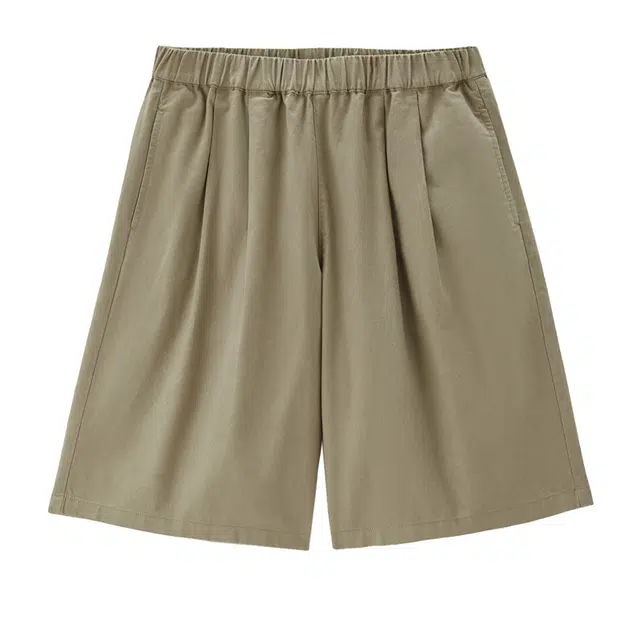 佐丹奴 天然棉麻压褶松紧腰梭织五分休闲短裤 女款