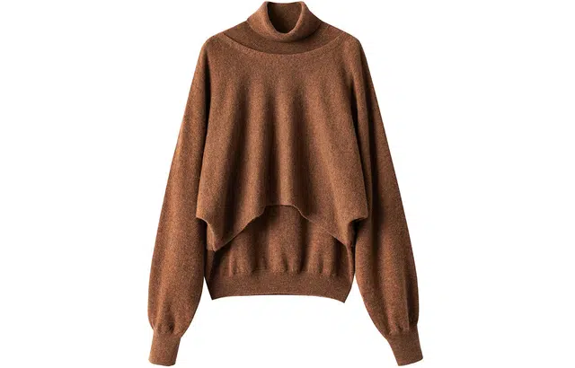 恒源祥 高领背心外搭蝙蝠袖针织衫两件套休闲套装 女款 深棕色